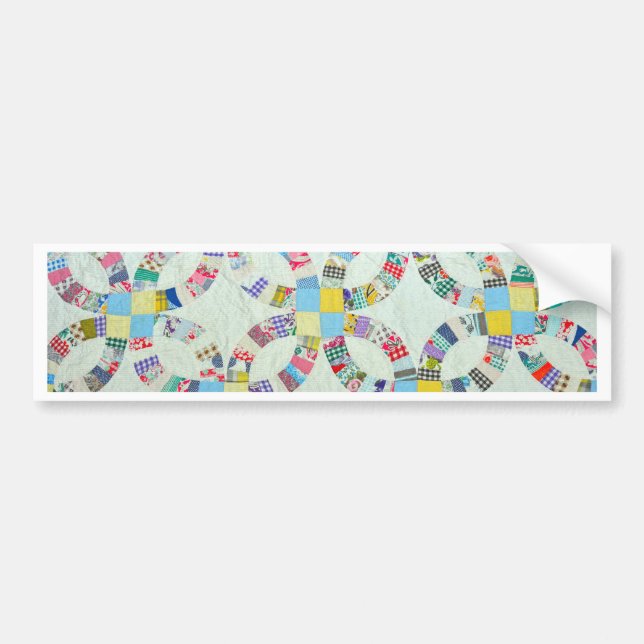 Colorful patchwork quilt bumper sticker (Front)