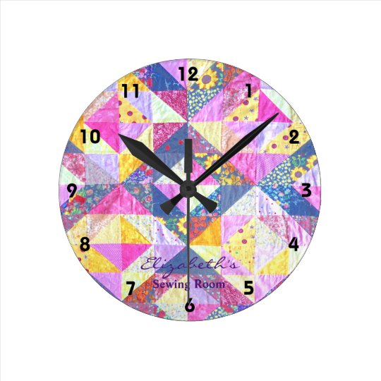 Colorful Patchwork Quilt Clock | Zazzle.com