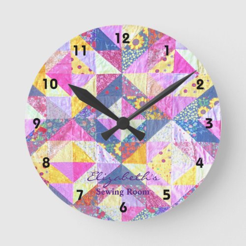 Colorful Patchwork Quilt Clock