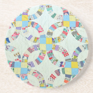 Colorful patchwork quilt coaster