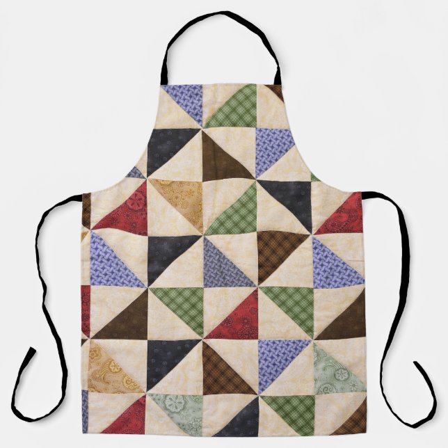 Colorful Patchwork Quilt: Flower Texture. Apron (Front)