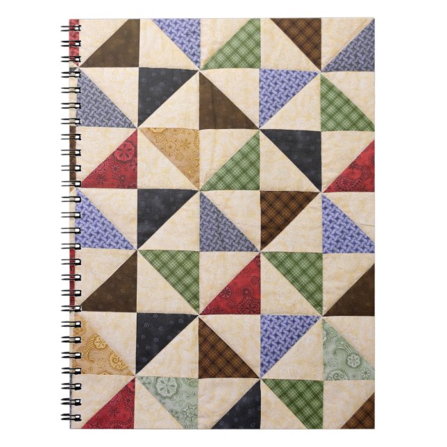 Colorful Patchwork Quilt: Flower Texture. Notebook (Front)