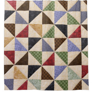 Colorful Patchwork Quilt: Flower Texture. Shower Curtain