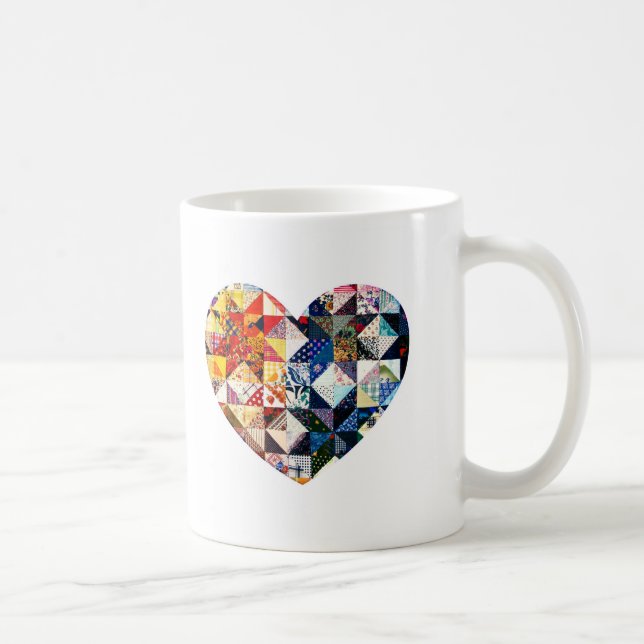 Colorful Patchwork Quilt Heart Coffee Mug (Right)