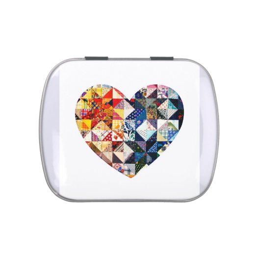Colorful Patchwork Quilt Heart Jelly Belly Tin (Top)