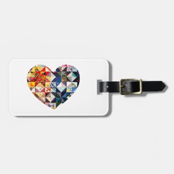 Colorful Patchwork Quilt Heart Luggage Tag by FirstFruitsDesigns at Zazzle