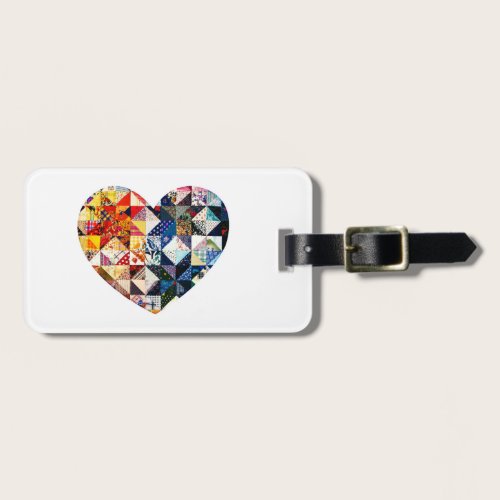 Colorful Patchwork Quilt Heart Luggage Tag
