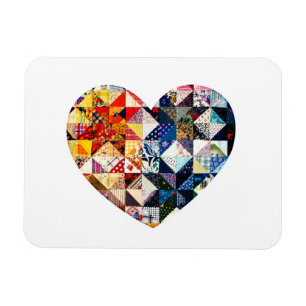 Colorful Patchwork Quilt Heart Magnet