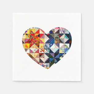 Colorful Patchwork Quilt Heart Napkins