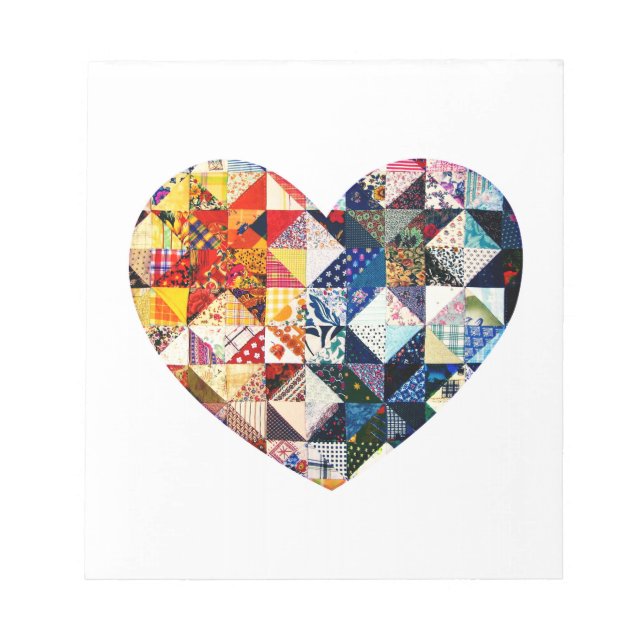 Colorful Patchwork Quilt Heart Notepad (Front)