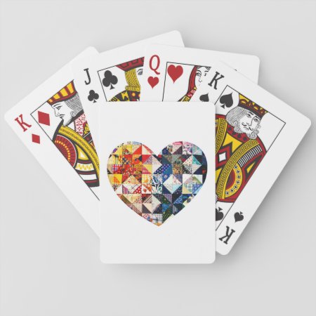 Colorful Patchwork Quilt Heart Playing Cards