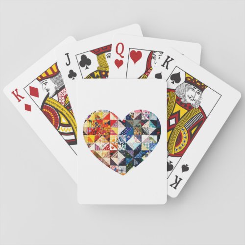 Colorful Patchwork Quilt Heart Poker Cards