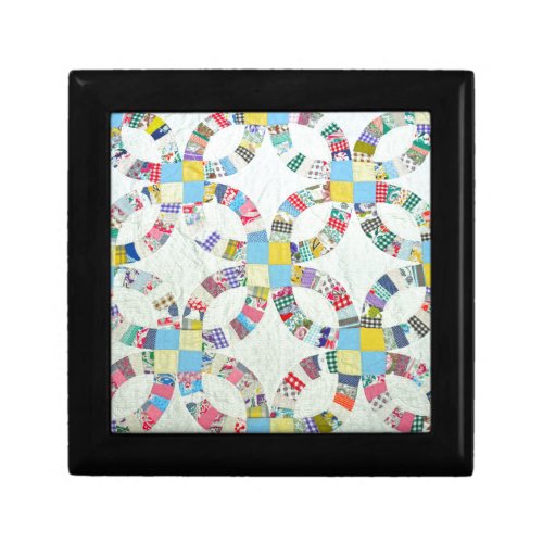Colorful patchwork quilt keepsake box
