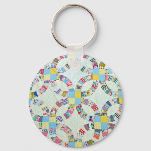 Colorful patchwork quilt keychain