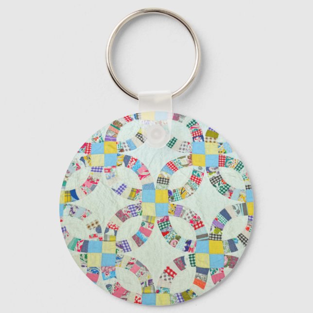 Colorful patchwork quilt keychain (Front)