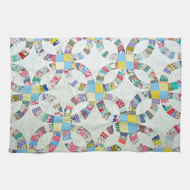 Colorful patchwork quilt kitchen towel (Horizontal)