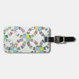 Colorful patchwork quilt luggage tag