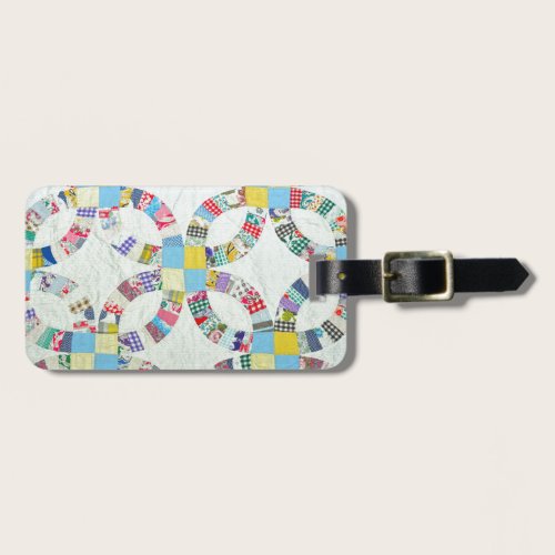 Colorful patchwork quilt luggage tag