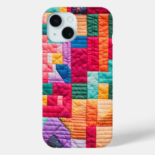 Colorful Patchwork Quilt Pattern iPhone 15 Case