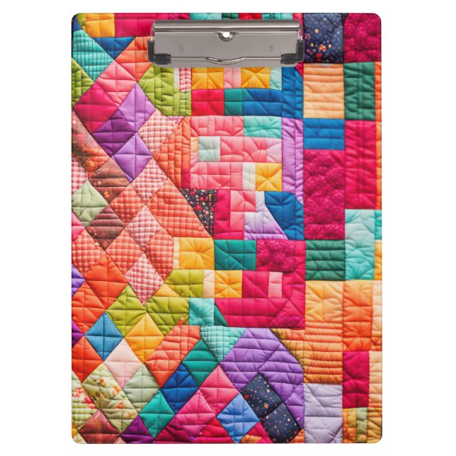 Colorful Patchwork Quilt Pattern Clipboard (Front)