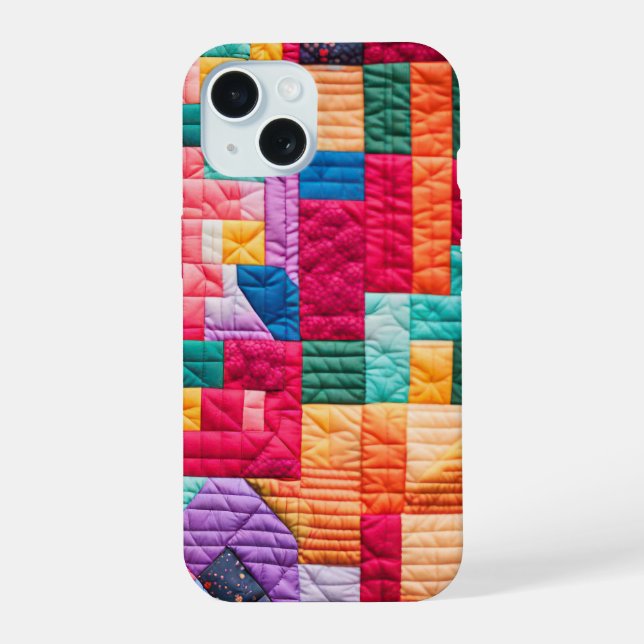 Colorful Patchwork Quilt Pattern Iphone Case (Back)