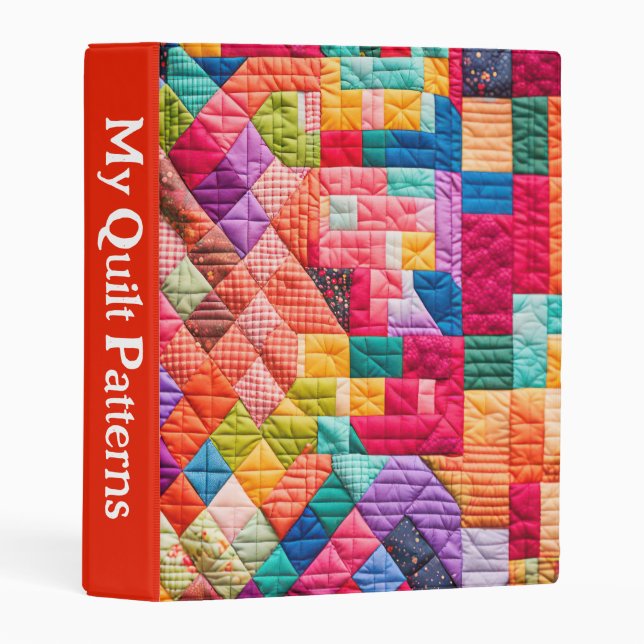 Colorful Patchwork Quilt Pattern Mini Binder (Front/Spine)