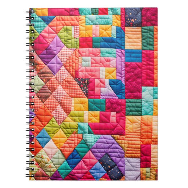 Colorful Patchwork Quilt Pattern Notebook (Front)