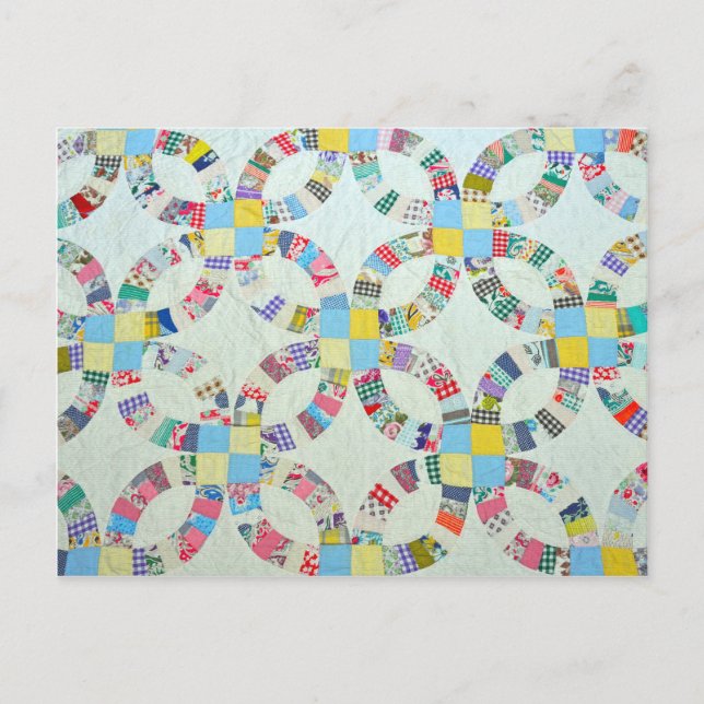 Colorful patchwork quilt postcard (Front)