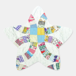 Colorful patchwork quilt star sticker