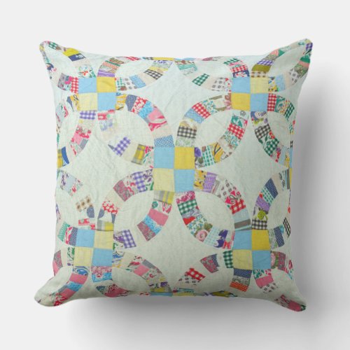 Colorful patchwork quilt throw pillow