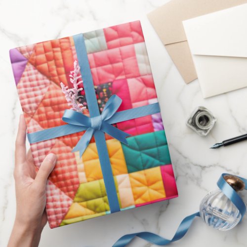 Colorful Patchwork Quilt Wrapping Paper