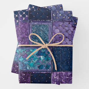 Colorful Patchwork Quilt Wrapping Paper Sheets