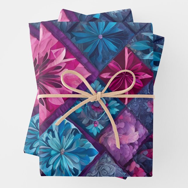 Colorful Patchwork Quilt Wrapping Paper Sheets (Creator Uploaded)