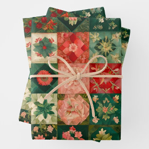 Colorful Patchwork Quilt Wrapping Paper Sheets