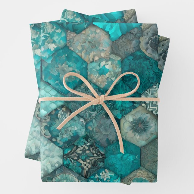 Colorful Patchwork Quilt Wrapping Paper Sheets (Creator Uploaded)