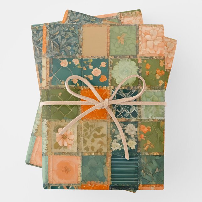 Colorful Patchwork Quilt Wrapping Paper Sheets (Creator Uploaded)