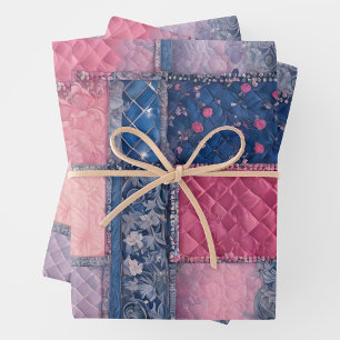 Colorful Patchwork Quilt Wrapping Paper Sheets
