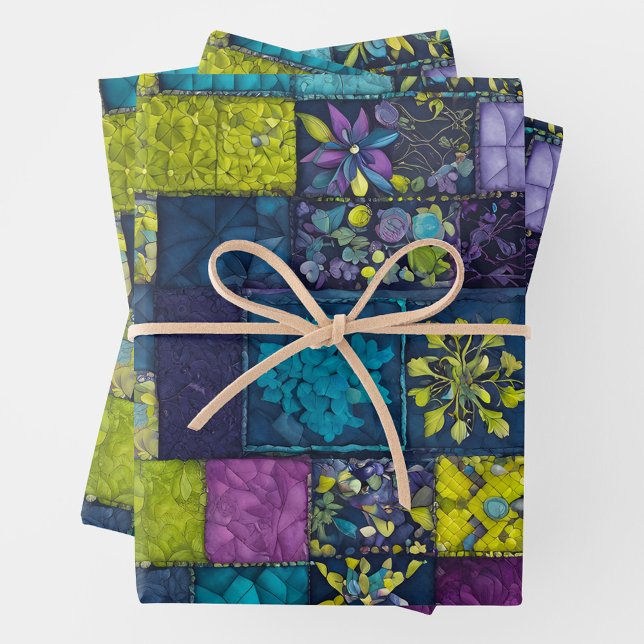 Colorful Patchwork Quilt Wrapping Paper Sheets (Creator Uploaded)