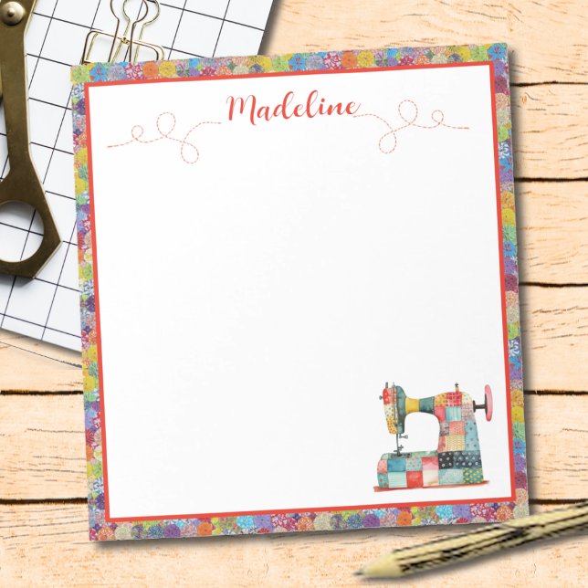 Colorful Patchwork Sewing Machine Notepad (Creator Uploaded)