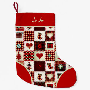 colorful patchwork small christmas stocking