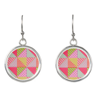 Colorful Patchwork Statement Drop Earrings
