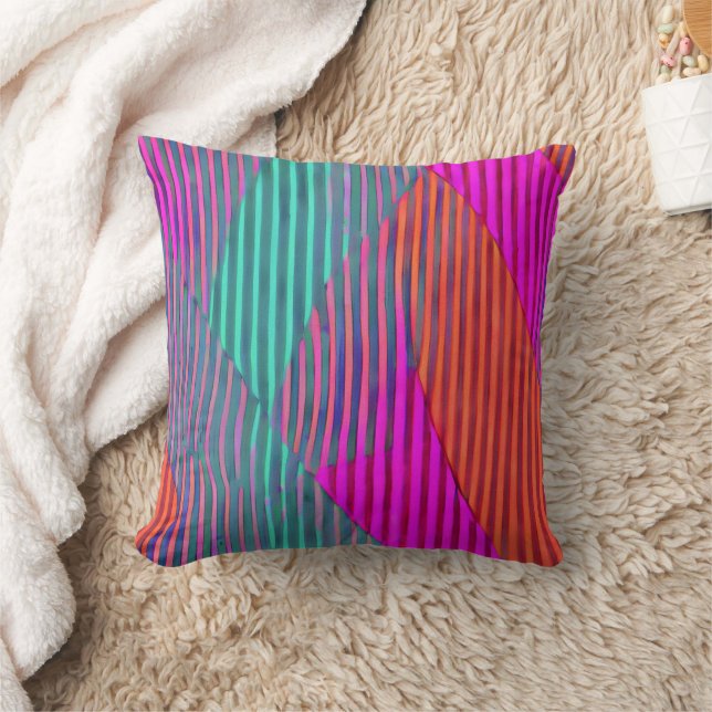 Colorful patchwork stripes throw pillow (Blanket)
