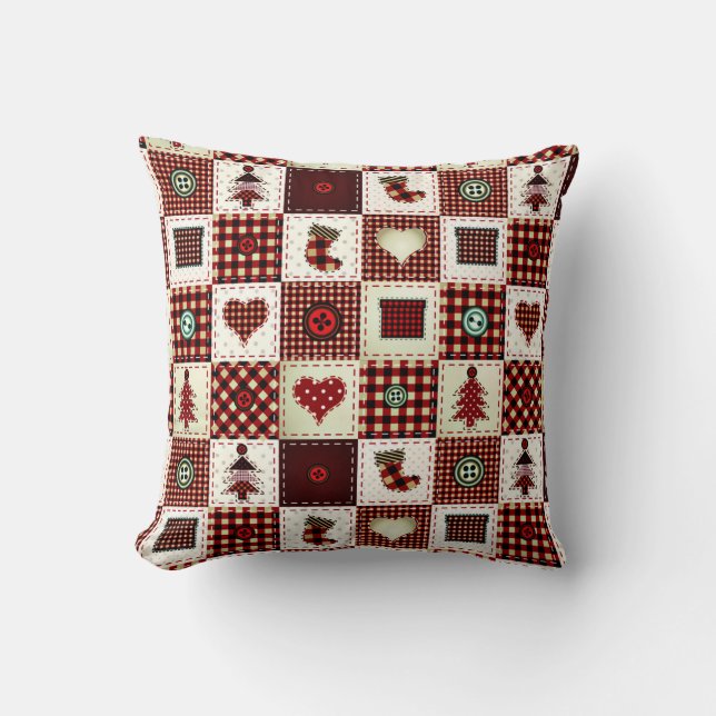 colorful patchwork throw pillow (Front)