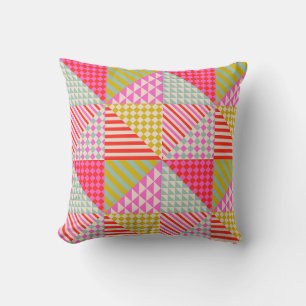 Colorful Patchwork Throw Pillow Housewarming