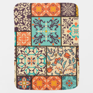 Colorful Patchwork Tile: Islamic Majolica Motifs Baby Blanket
