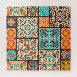 Colorful Patchwork Tile: Islamic Majolica Motifs Jigsaw Puzzle