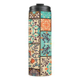 Colorful Patchwork Tile: Islamic Majolica Motifs Thermal Tumbler