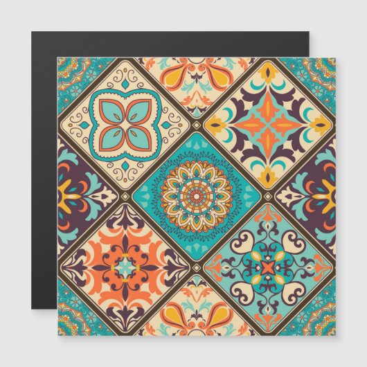 Colorful patchwork tile: Islamic motifs. (Front/Back)