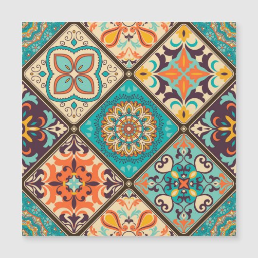 Colorful patchwork tile: Islamic motifs. (Front)