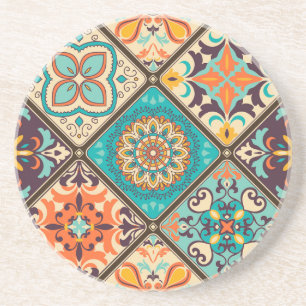 Colorful patchwork tile: Islamic motifs. Coaster